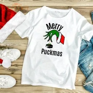 Merry Puckmas/ Funny Christmas T-shirt/ Hockey Puck Christmas