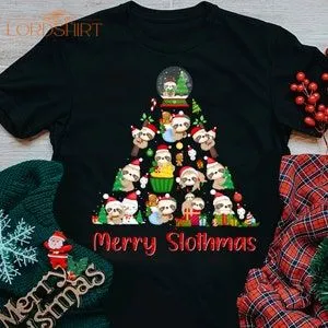 Merry Slothmas Shirt Sloth Christmas Tree Shirt Funny Cute