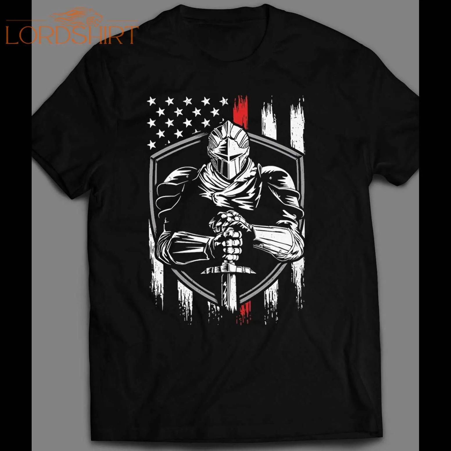 Military Style U.s.a. Knight American Flag 4th Of July Shirt