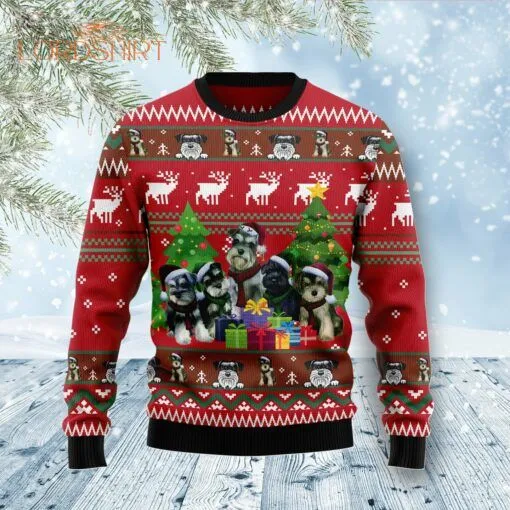 Miniature Schnauzer Family Snow Ugly Christmas Sweater