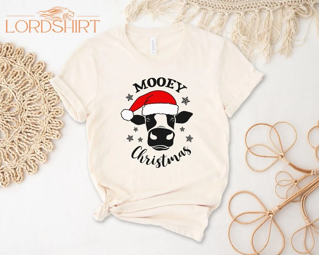 Mooey Christmas T-shirt Funny Christmas Tee Family Farm