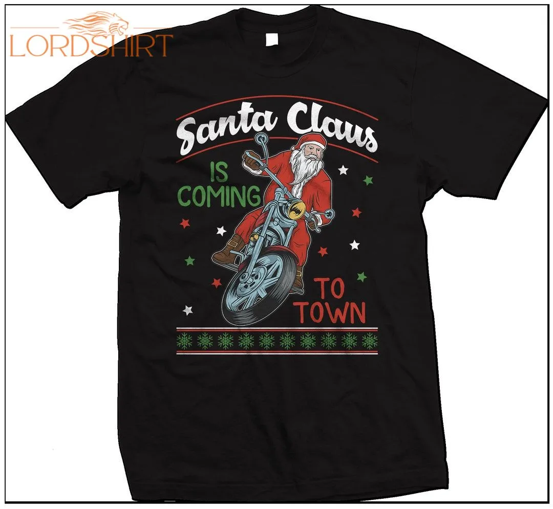 Motorcycle Christmas T Shirt Santa Claus Biker T Shirt