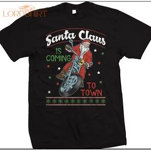 Motorcycle Christmas T Shirt Santa Claus Biker T Shirt