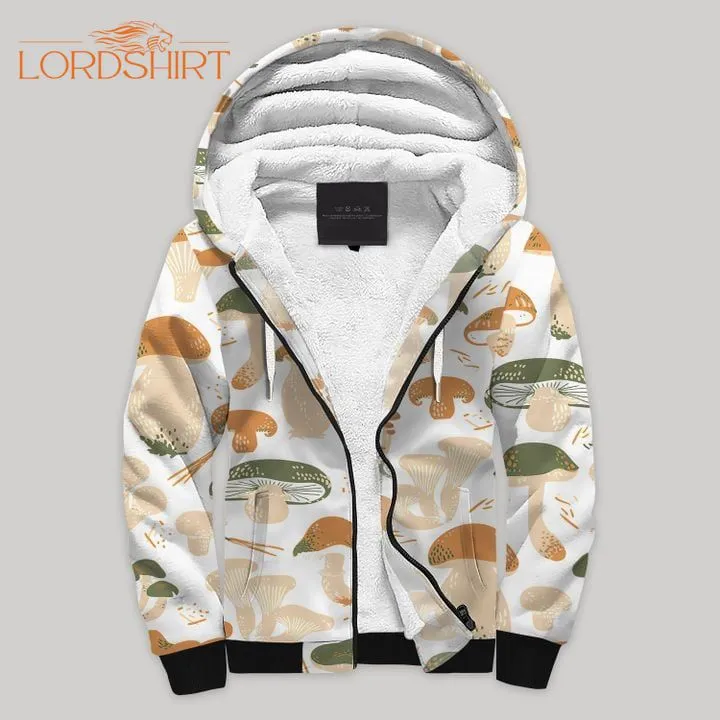 Mushroom Vintage Fleece Zip Hoodie All Over Print