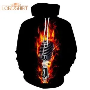 Music Rock Microphone Flame 3d All Over Print