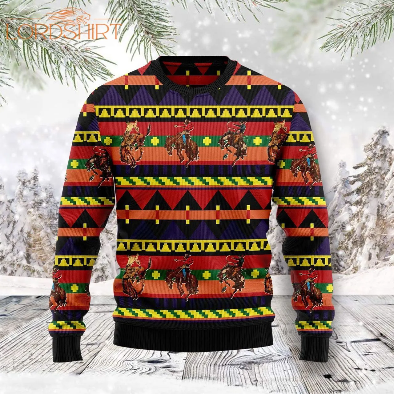 Native American Horserace Ugly Christmas Sweater