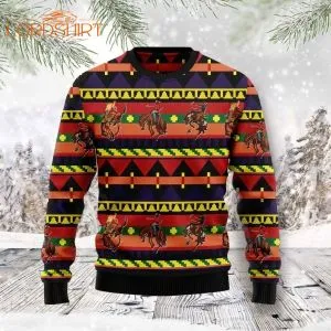 Native American Horserace Ugly Christmas Sweater