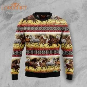 Native American Horses Ugly Christmas Sweater