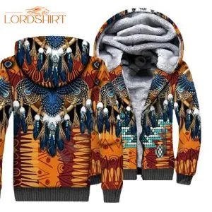 Native American Indian Beads Fleece Zip Hoodie All Over Print