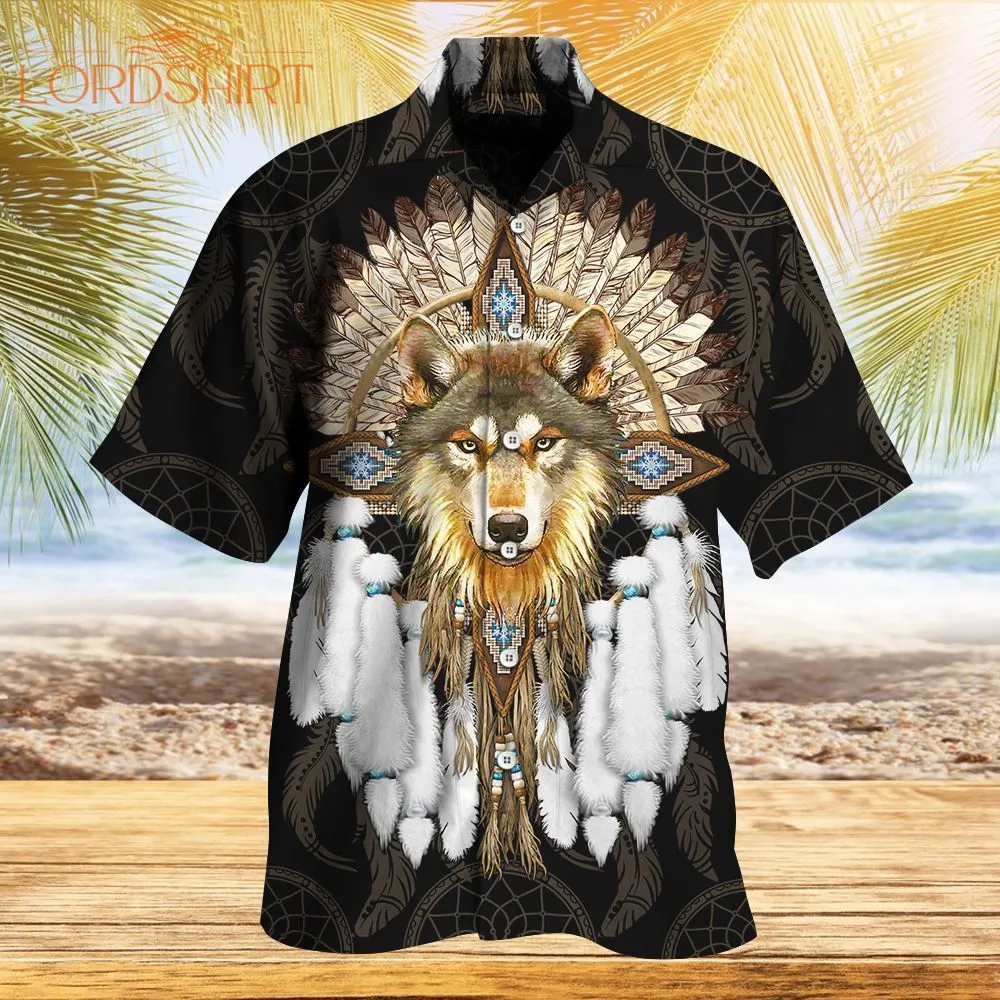 Native Wolf Dreamcatcher Hawaiian Shirt