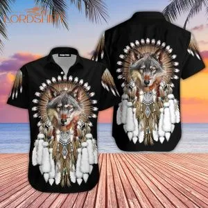 Native Wolf Dreamcatcher Unique Hawaiian Shirt