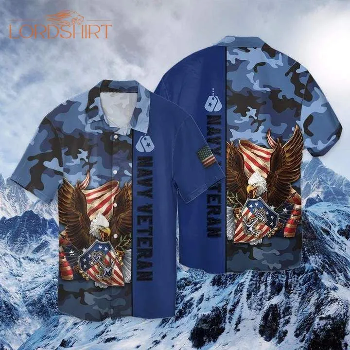 Navy Veteran Eagle Patriot Hawaiian Shirt