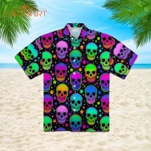 Neon Bright Skulls Hawaiian Shirt
