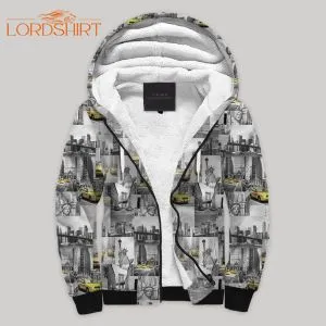 New York Blanket Fleece Zip Hoodie All Over Print