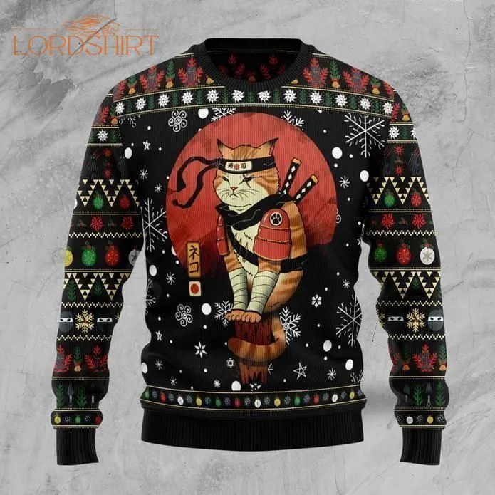 Ninja Cat Ugly Christmas Sweater