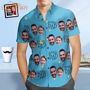 Number 1 Dad Father's Day Gift For Dad Custom Photo Hawaiian Shirt