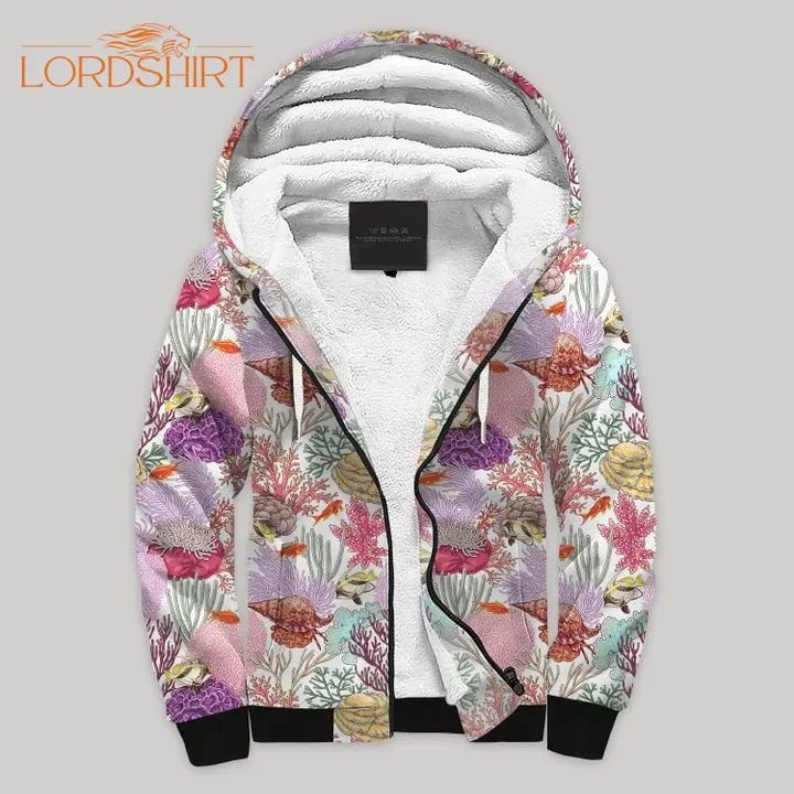 Ocean Coral Fleece Zip Hoodie All Over Print