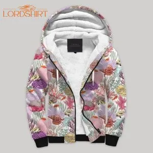 Ocean Coral Fleece Zip Hoodie All Over Print