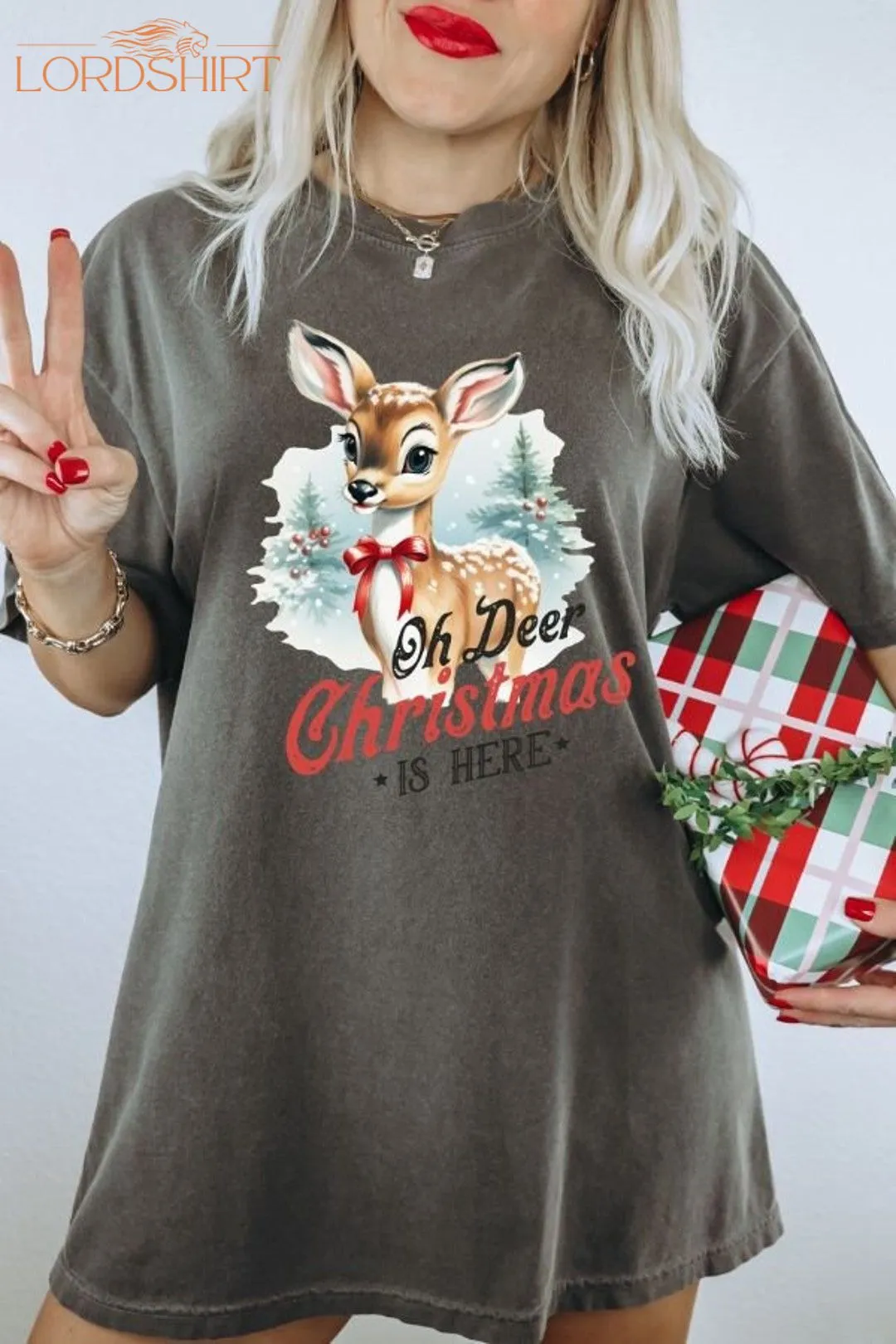 Oh Deer Christmas Is Here Comfort Colors Shirt Winter Holiday