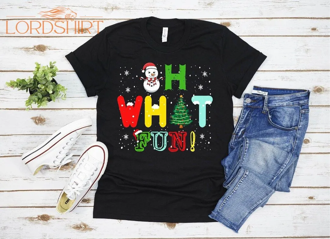 Oh What Fun Christmas T-shirt With Wreath And Tree T-shirt For