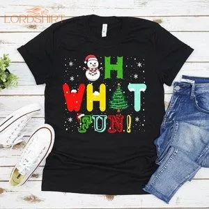 Oh What Fun Christmas T-shirt With Wreath And Tree T-shirt For