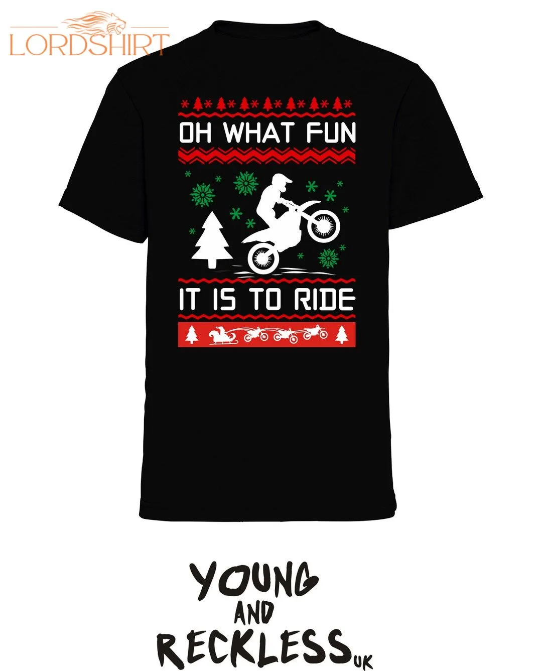 Oh What Fun It Is To Ride Christmas Adult T Shirt Motorsport