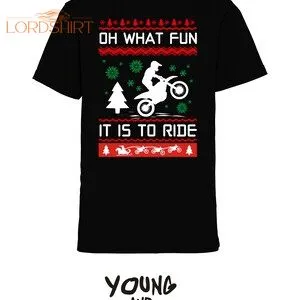 Oh What Fun It Is To Ride Christmas Adult T Shirt Motorsport