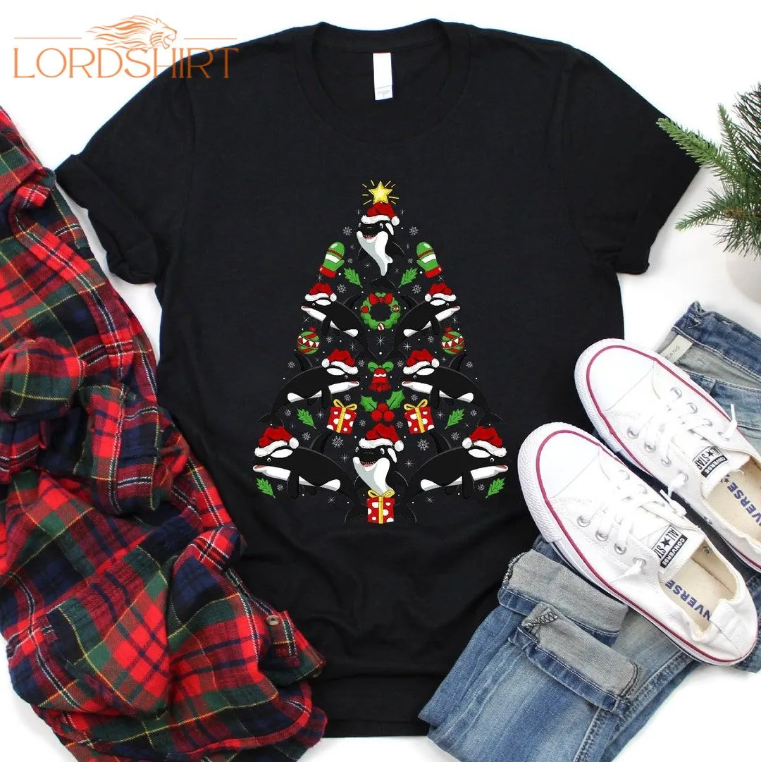 Orca Christmas Tree T-shirt For Men Women Girls Kids Orca