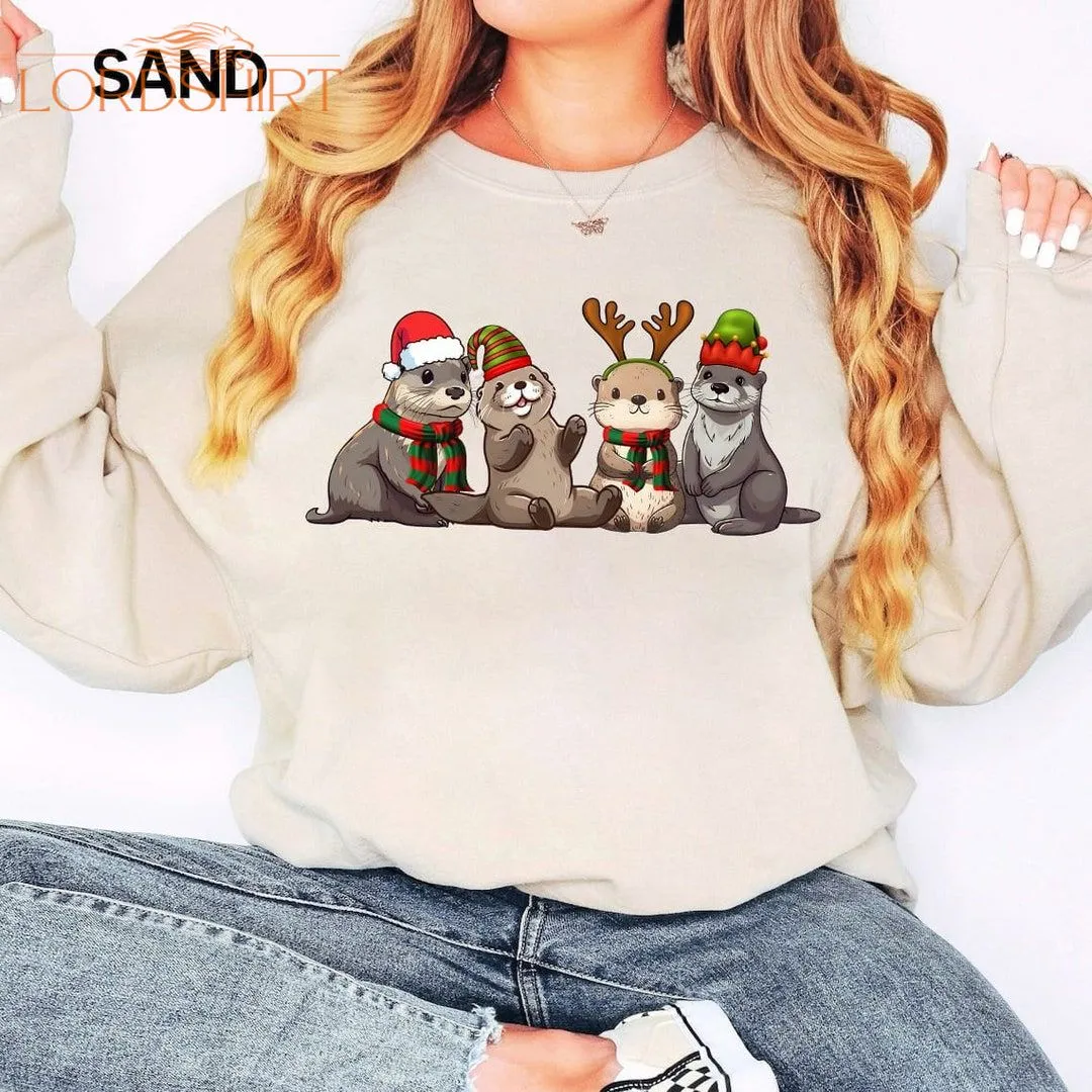 Otters Christmas Lights Sweatshirt Otters Merry Christmas