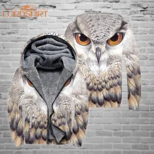 Owl Art Fleece Zip Hoodie All Over Print