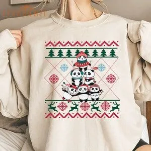 Panda Christmas Sweatshirt Unisex Panda Christmas Tree Hoodie