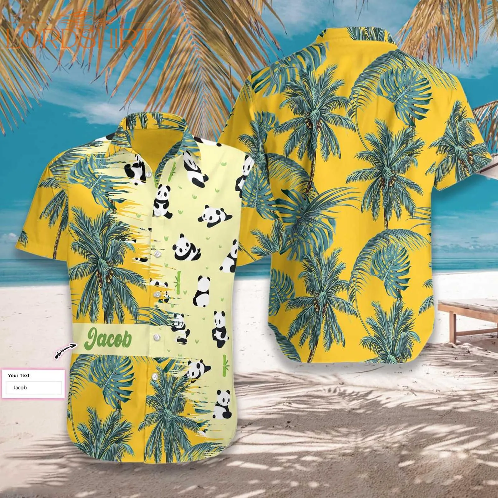 Panda Yellow Tropical Hawaiian Shirt