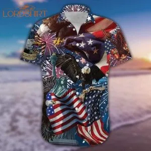 Patriot 4th Of July American Flag Eagle Independence Day Hawaiian Shirt