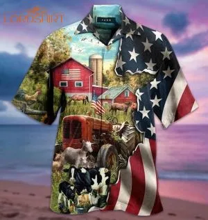 Patriot Farmer American Flag Hawaiian Shirt