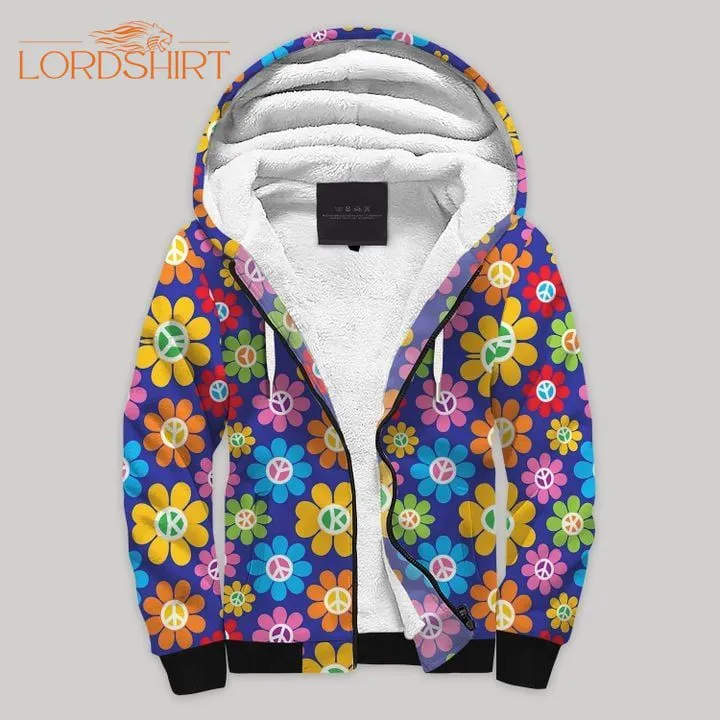 Peace Color Flowers Fleece Zip Hoodie All Over Print