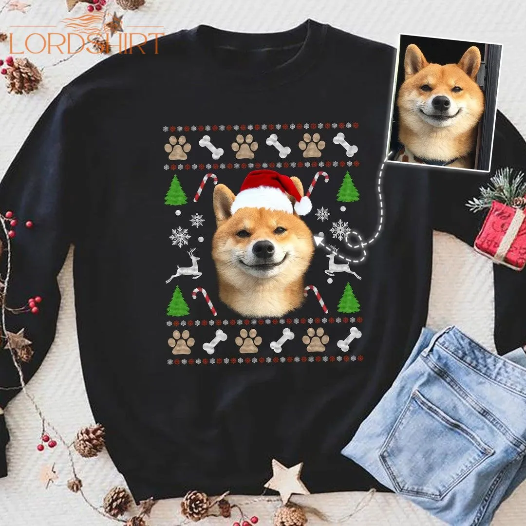 Personalized Dog Ugly Christmas Sweatshirt Dog Santa Hat