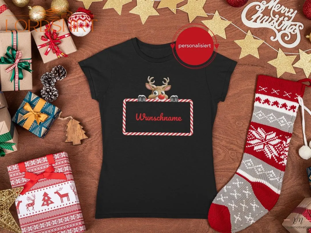 Personalized Reindeer T-shirts For Women Men Kids  Babies