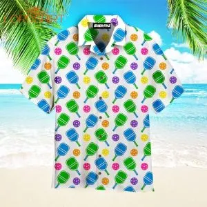 Pickleball Green And Blue Pattern Aloha Hawaiian Shirt