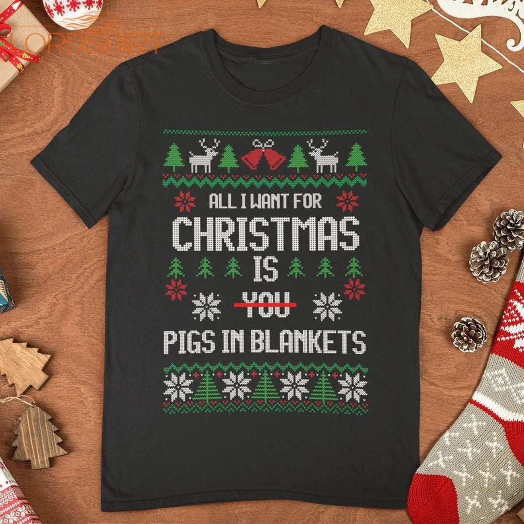 PIGS IN BLANKETS Funny Christmas Tshirt Mens Funny Christmas