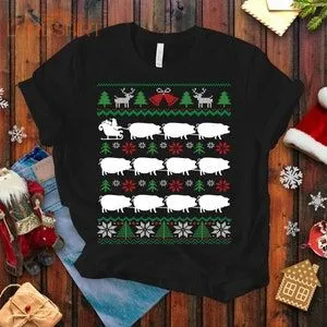 Pigs Pulling Santa Ugly Christmas T-shirt For Men And Women