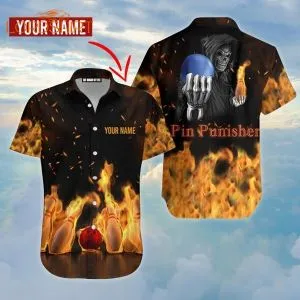 Pin Punisher Bowling Team Custom Name Hawaiian Shirt