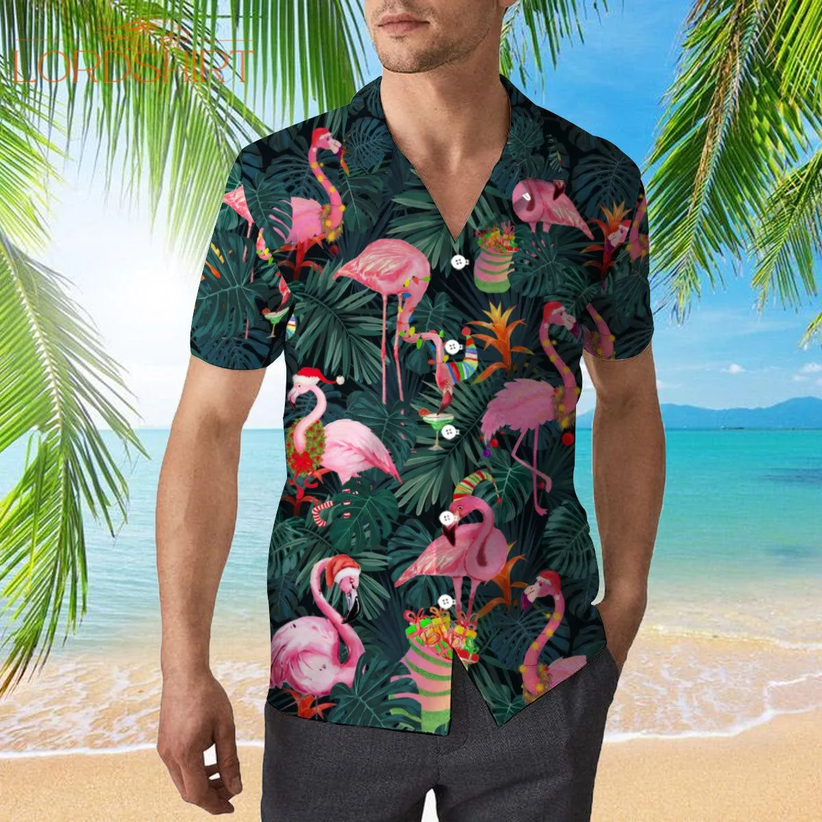 Pink Christmas Flamingo Hawaiian Shirt