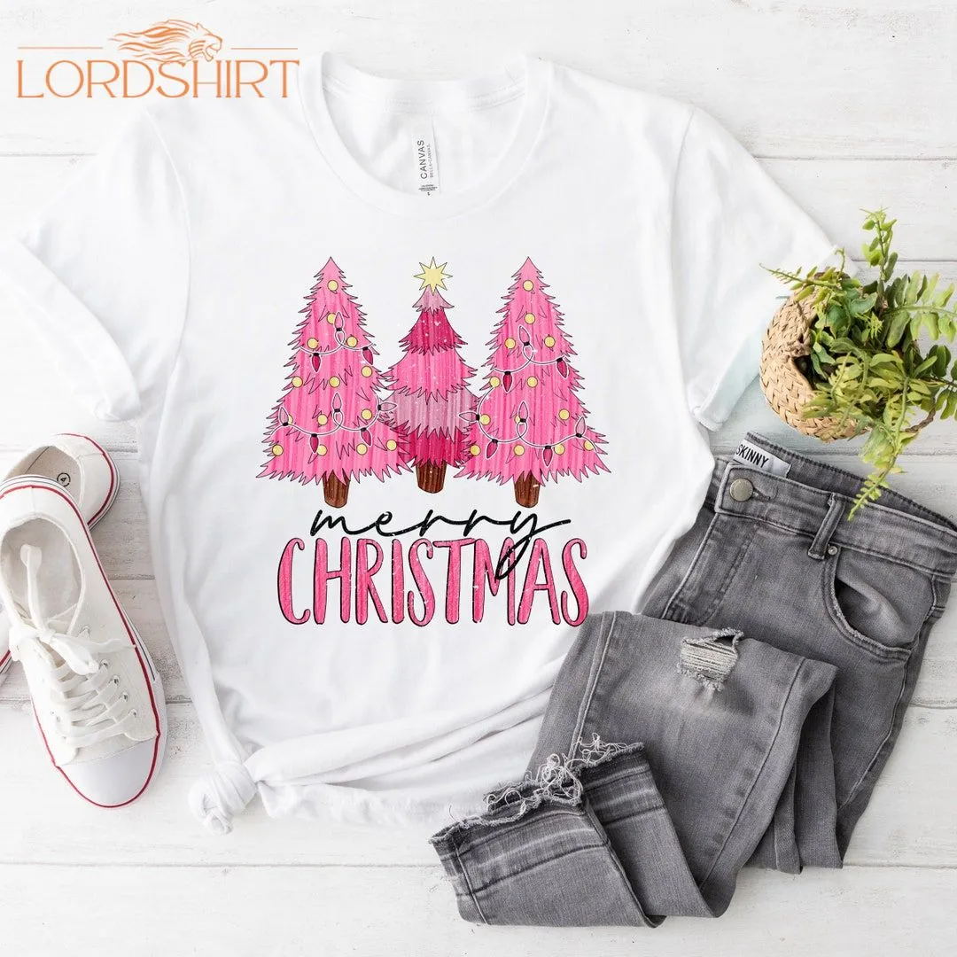 Pink Christmas T Shirt Christmas Tree Outfit Christmas Party