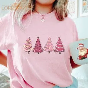 Pink Christmas Trees T-shirt Oversized Comfort Colors Trendy