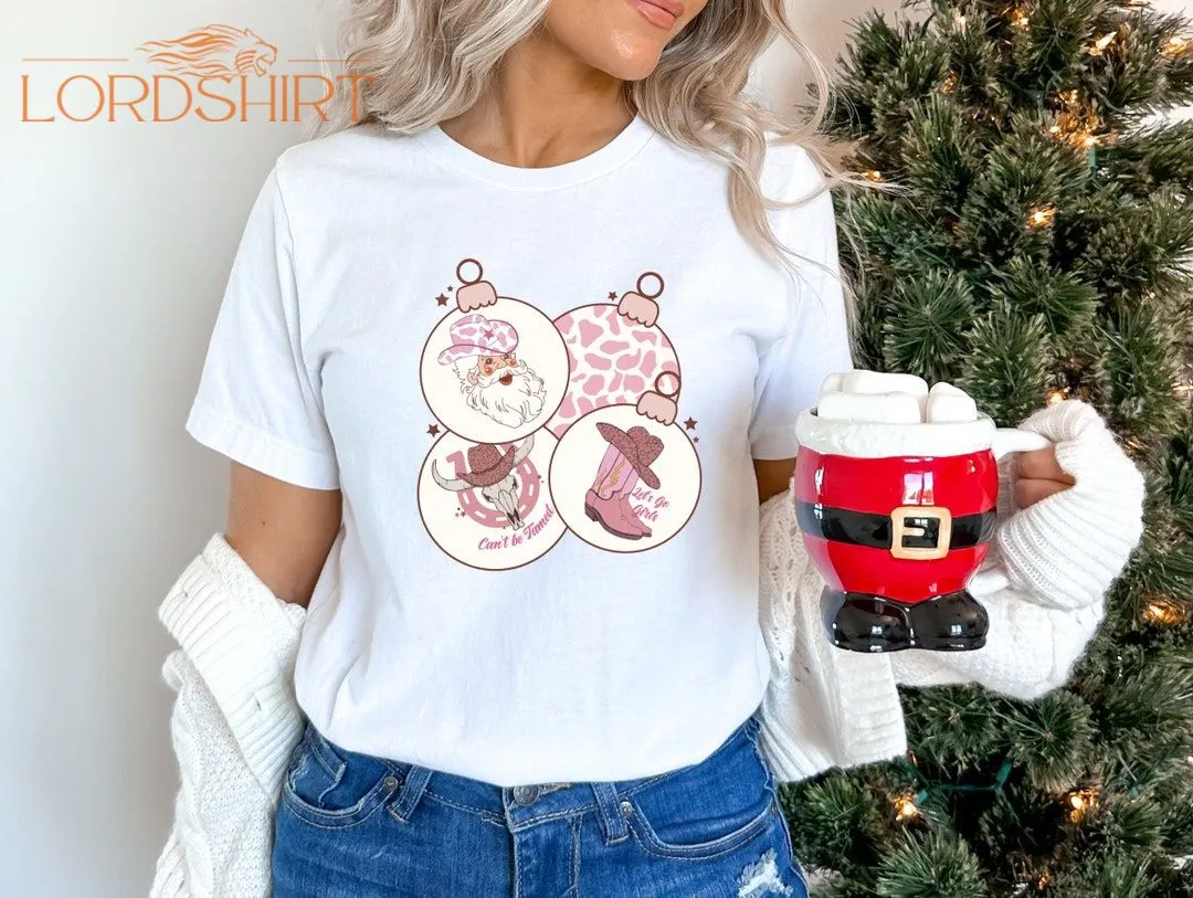 Pink Christmas Tshirt Womens Western Christmas Shirt Retro