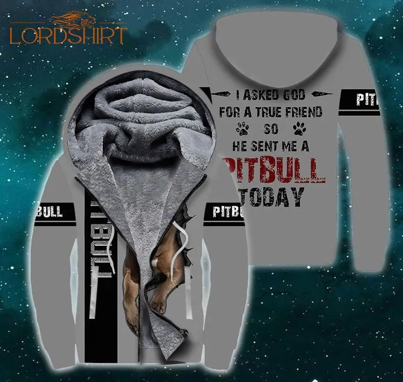 Pitbull Dog Fleece Zip Hoodie All Over Print