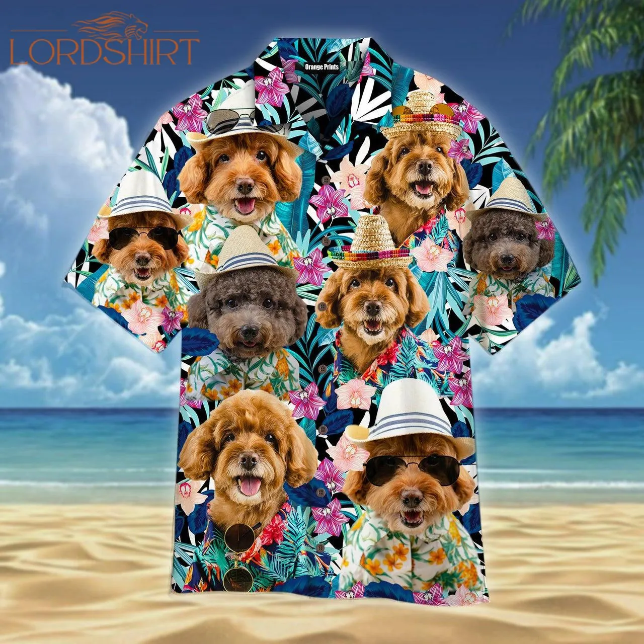 Poodle Dog Tropical Aloha Hawaiian Shirt