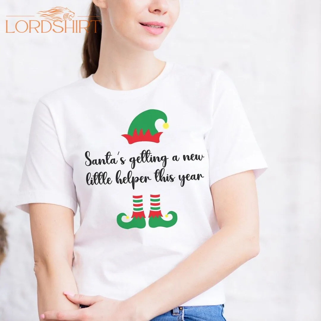 Pregnancy Announcement Christmas Tshirt Fun Elf Design With