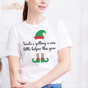 Pregnancy Announcement Christmas Tshirt Fun Elf Design With