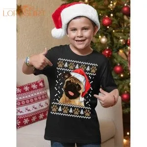 Pug Christmas Tshirt Pug T Shirt Mens Womens Kids Christmas